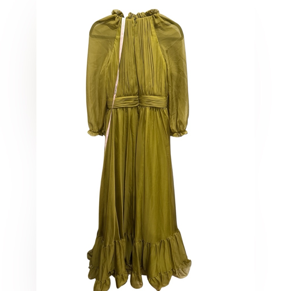 NWT Mac Duggal Green Balloon Sleeve Chiffon Ruffled Gown (Size 4) - Picture 3 of 8